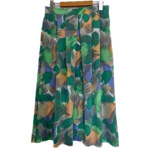 Vintage Pleated Skirt Women S/M Petites Green Purple Peach Geo 80s 90s Pockets